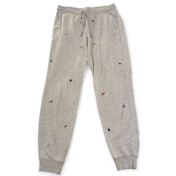 Old Navy Mid-Rise Vintage Street Jogger Sweatpants White Floral Embroidered S - Picture 1 of 5